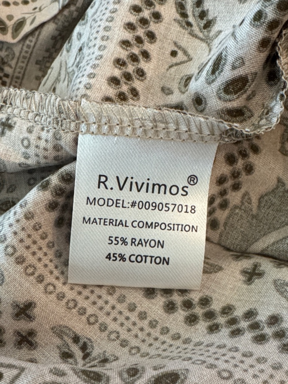 R. Vivimos Cream& Sage Bohemian Floral Flowy Midi Dress, Lightweight Comfy! - Picture 10 of 16